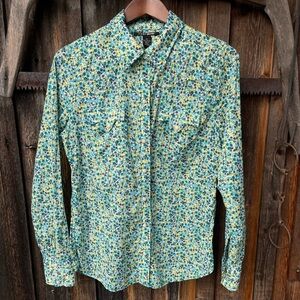 Lucky Brand Floral Button Down Shirt - Blue and Yellow
